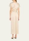 satin maxi dress with slouch waist detail