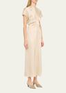 satin maxi dress with slouch waist detail