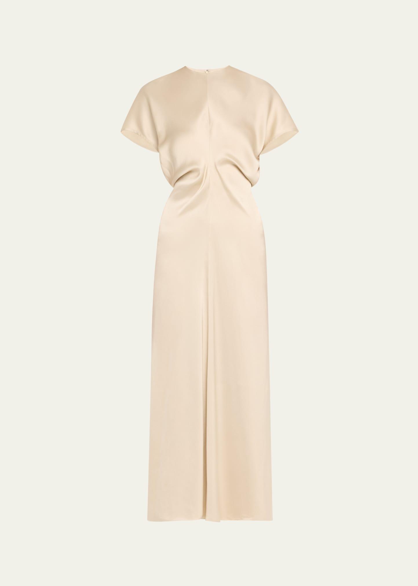 satin maxi dress with slouch waist detail