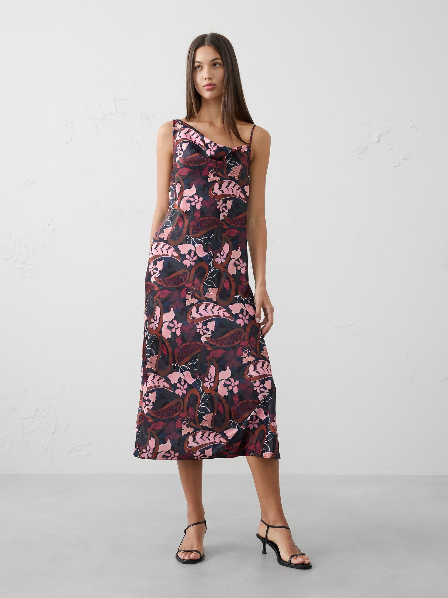 satin midi sheath dress