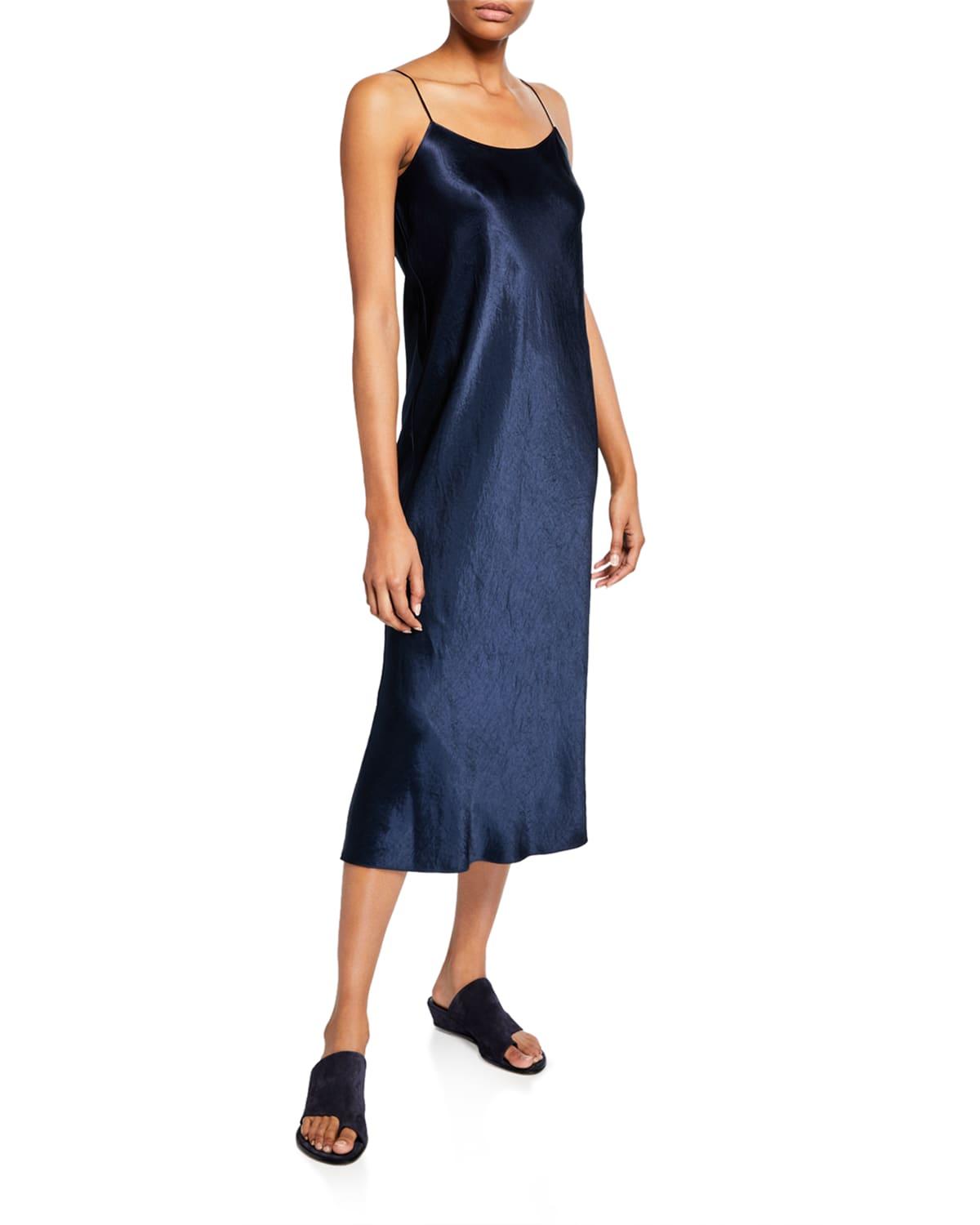 satin midi slip dress