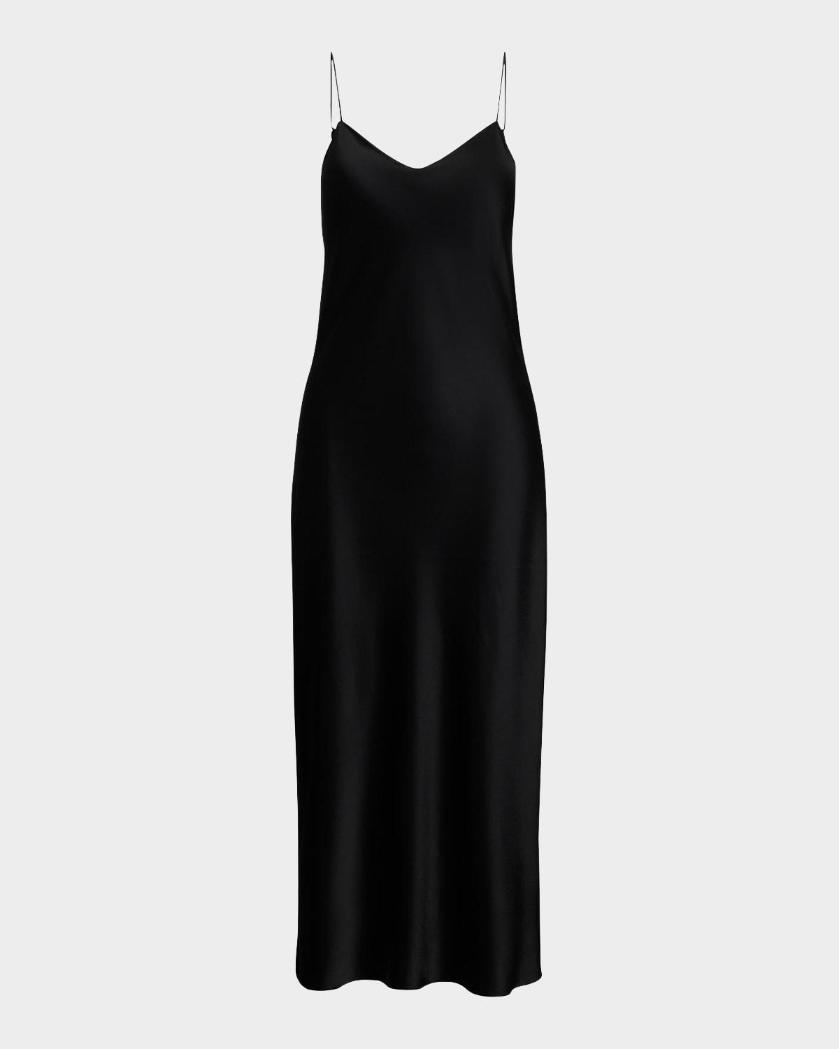 satin midi slip dress