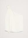 satin one-shoulder fringe top