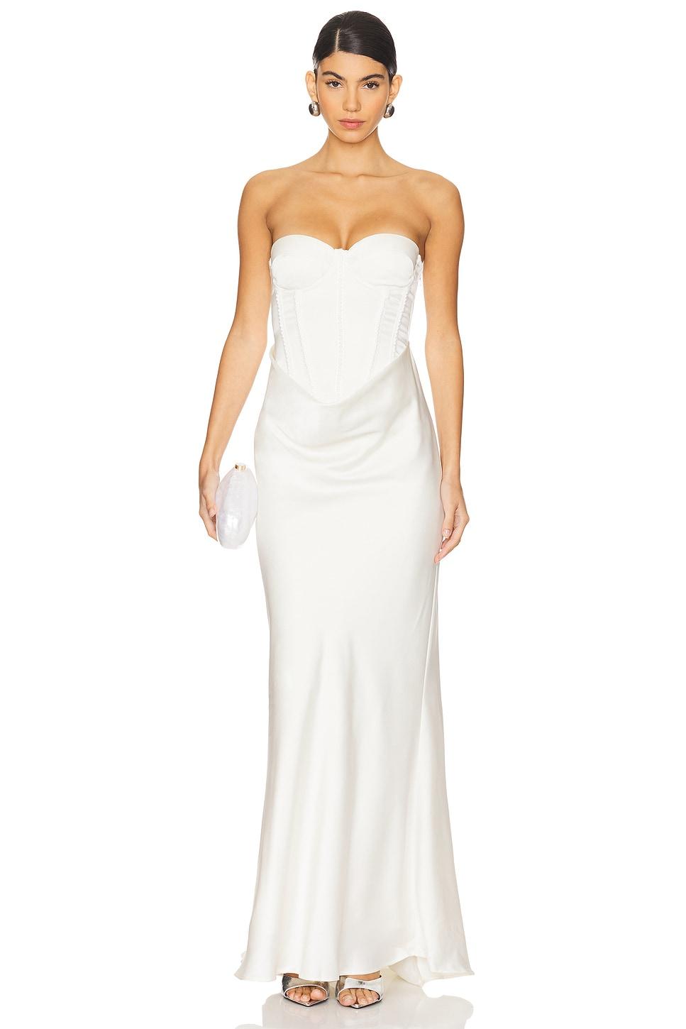 satin pearl corset dress