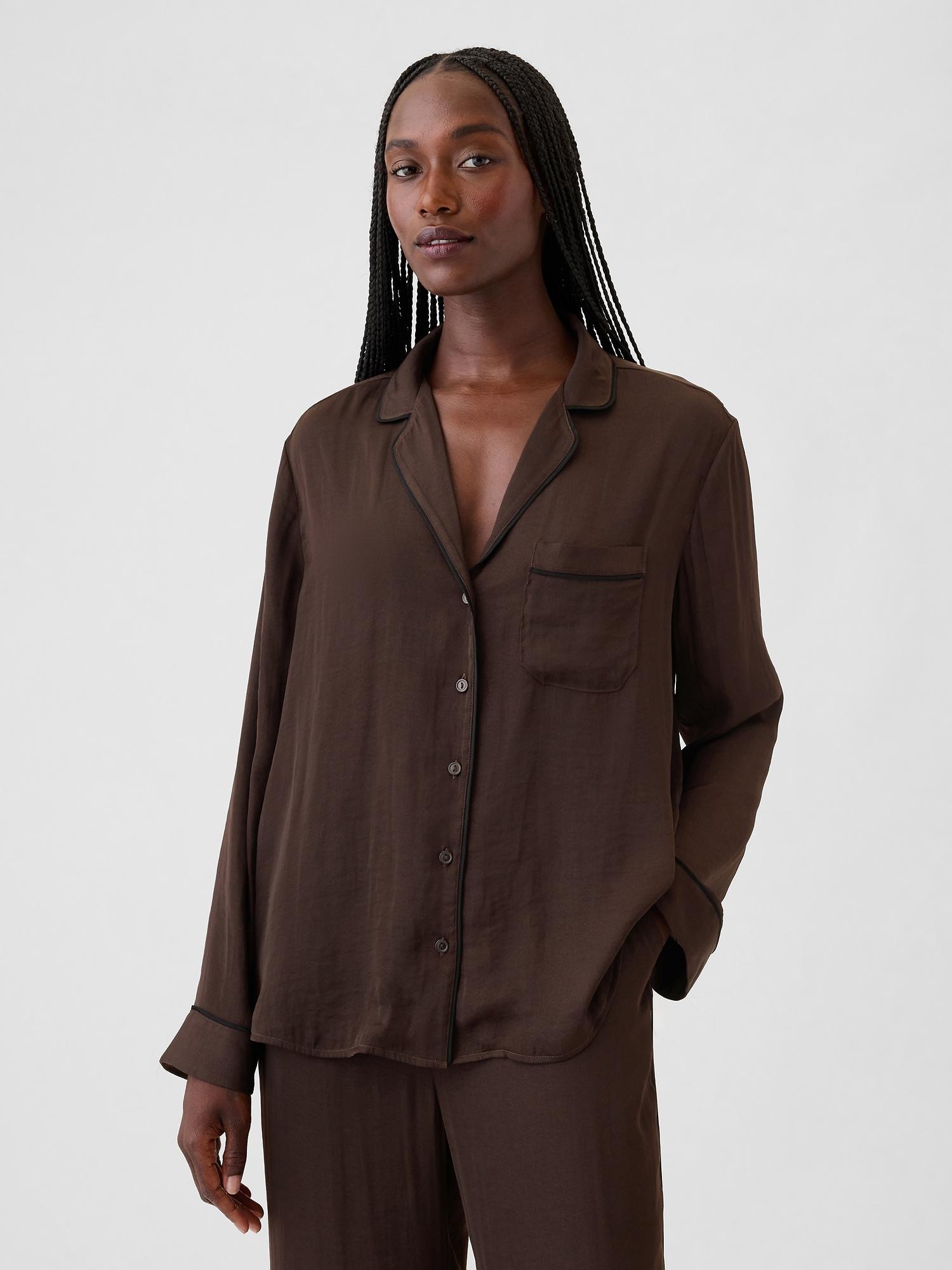 satin pj shirt
