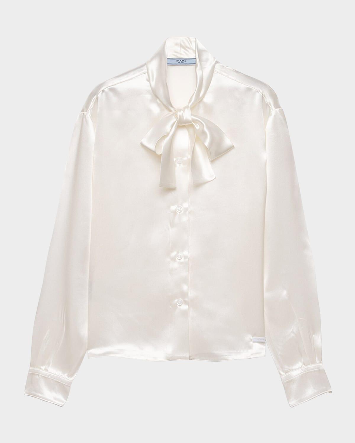 satin scarf collar shirt