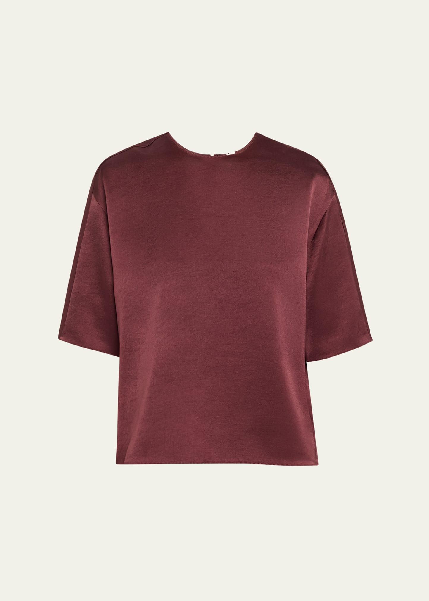 satin short-sleeve blouse