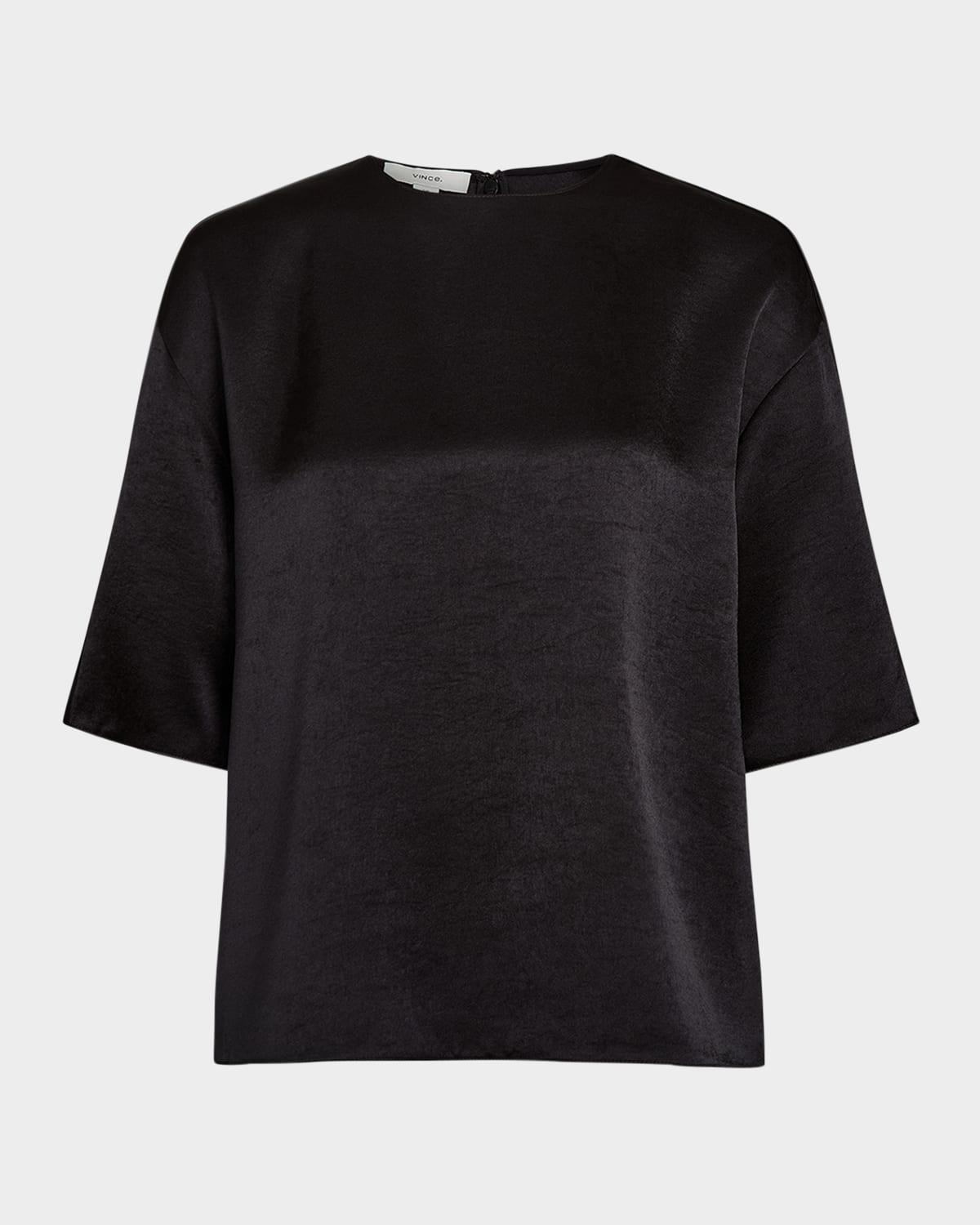 satin short-sleeve blouse