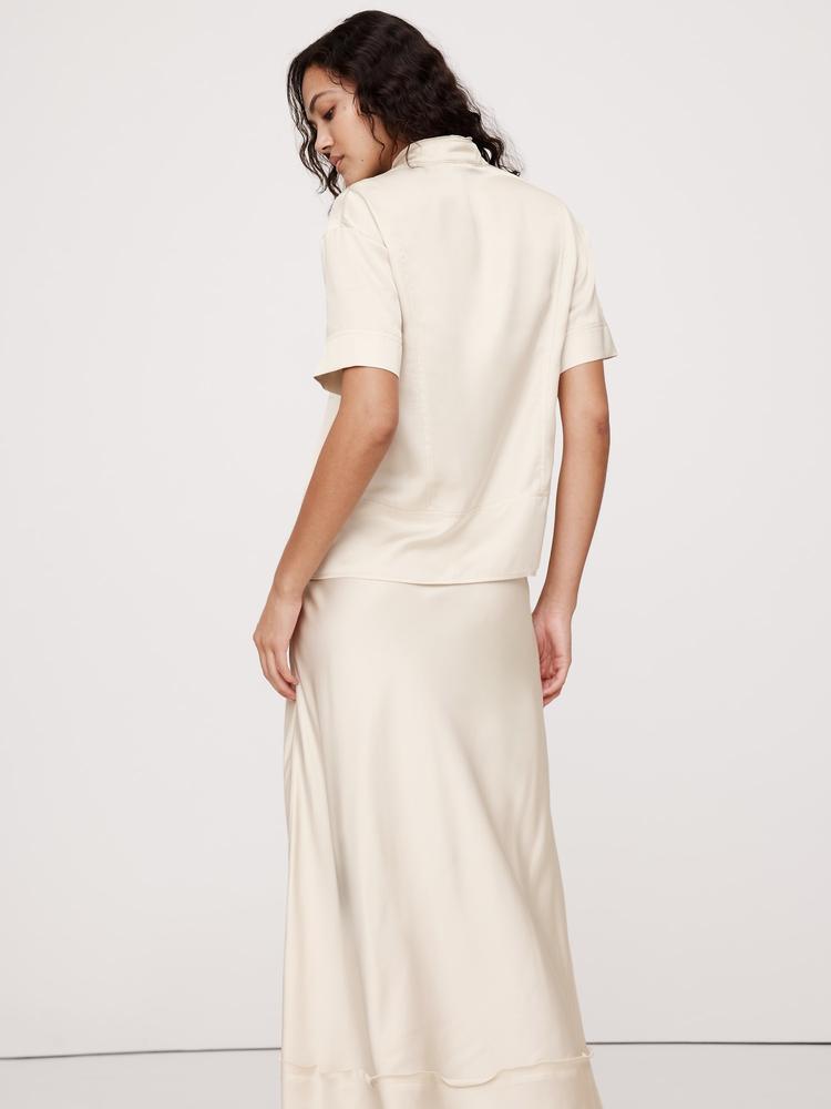 satin short-sleeve shirt