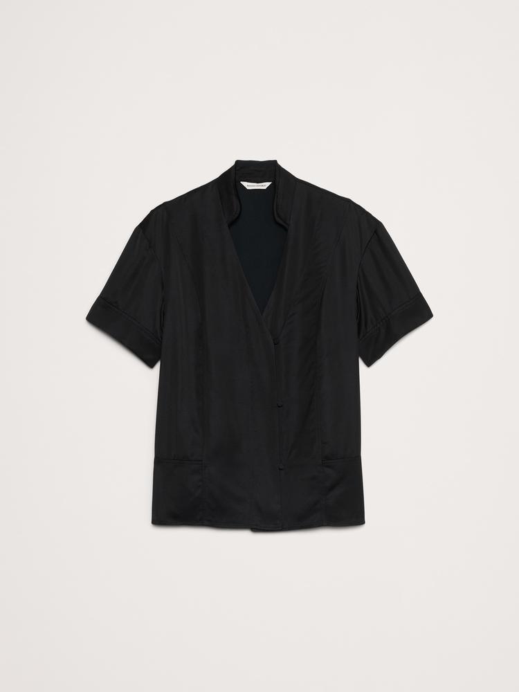 satin short-sleeve shirt