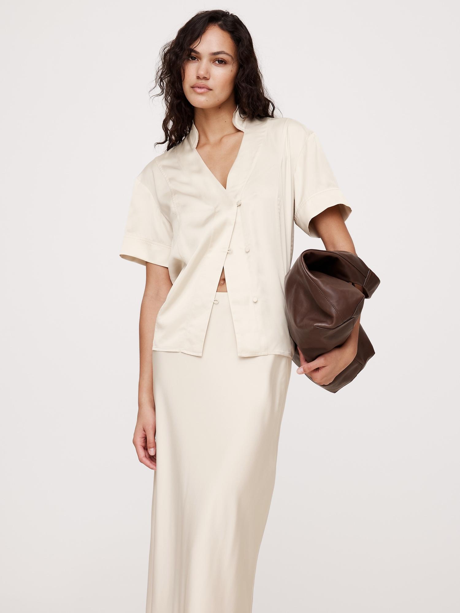 satin short-sleeve shirt