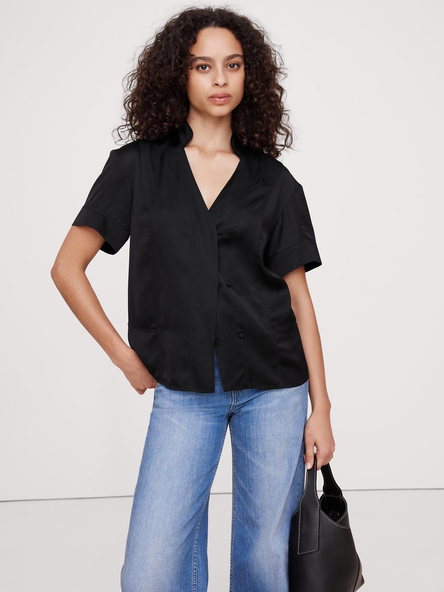 satin short-sleeve shirt
