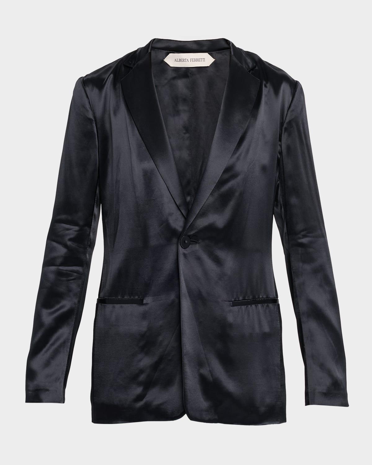 satin single-breasted blazer
