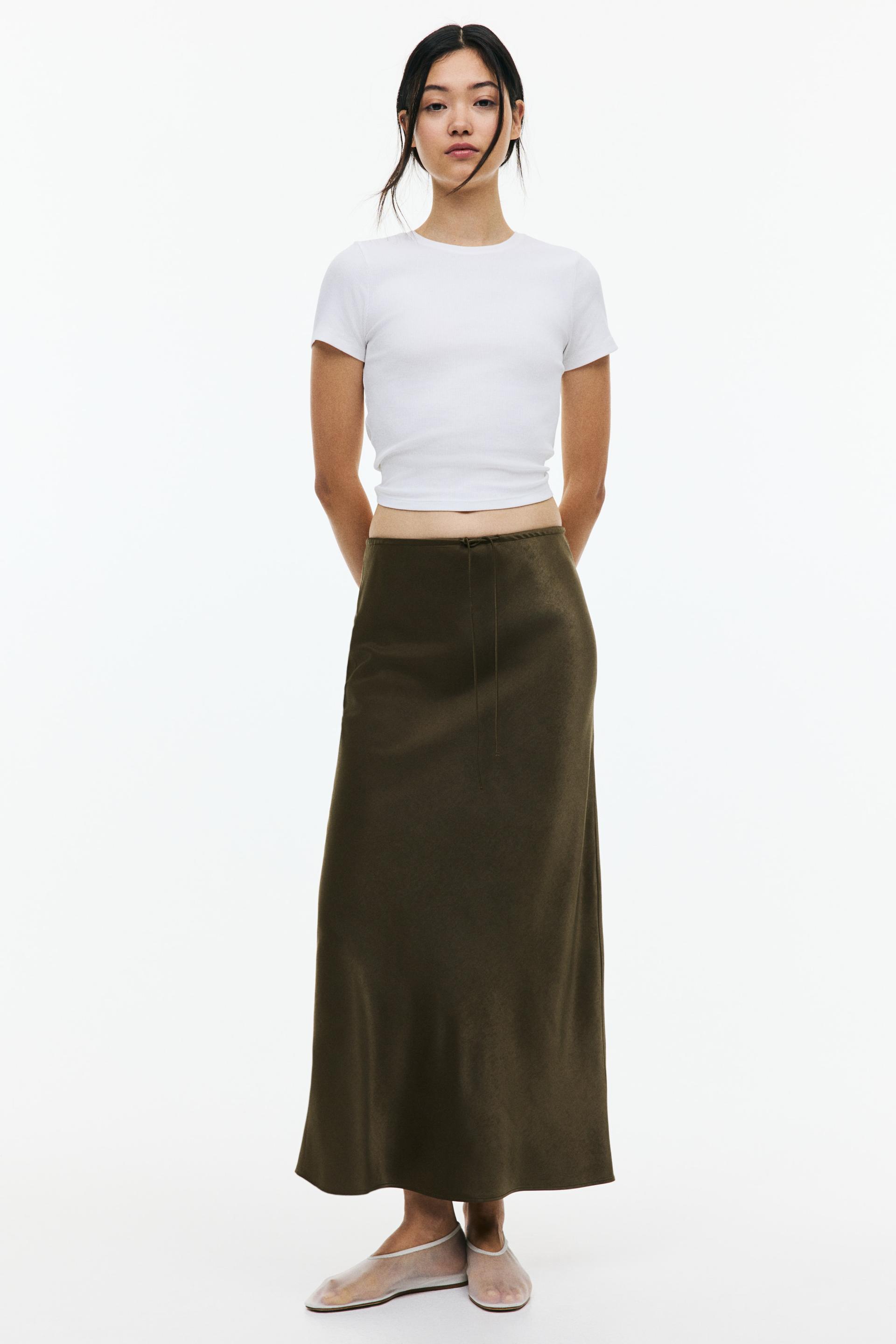 satin skirt with drawstring
