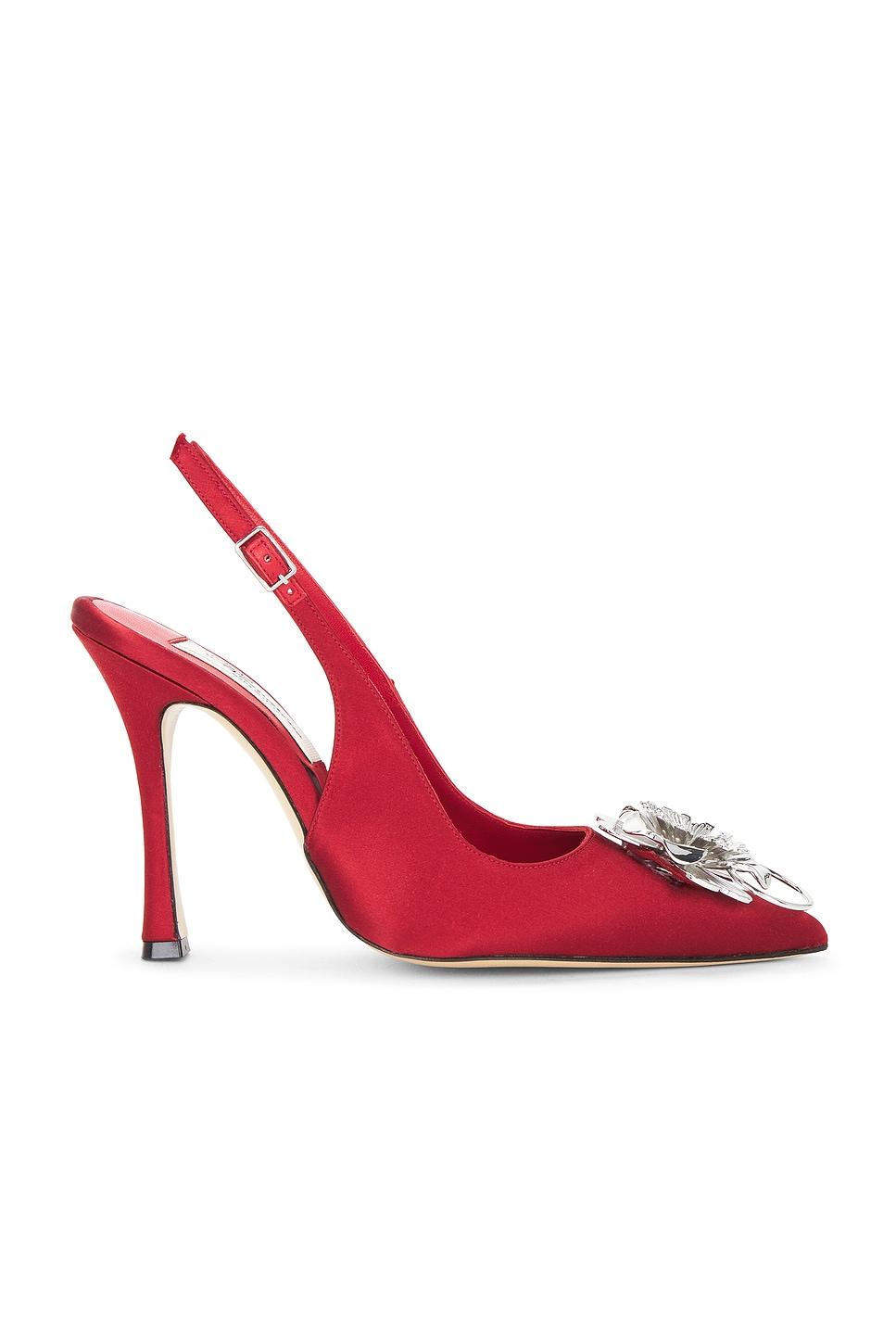 satin sling back pump