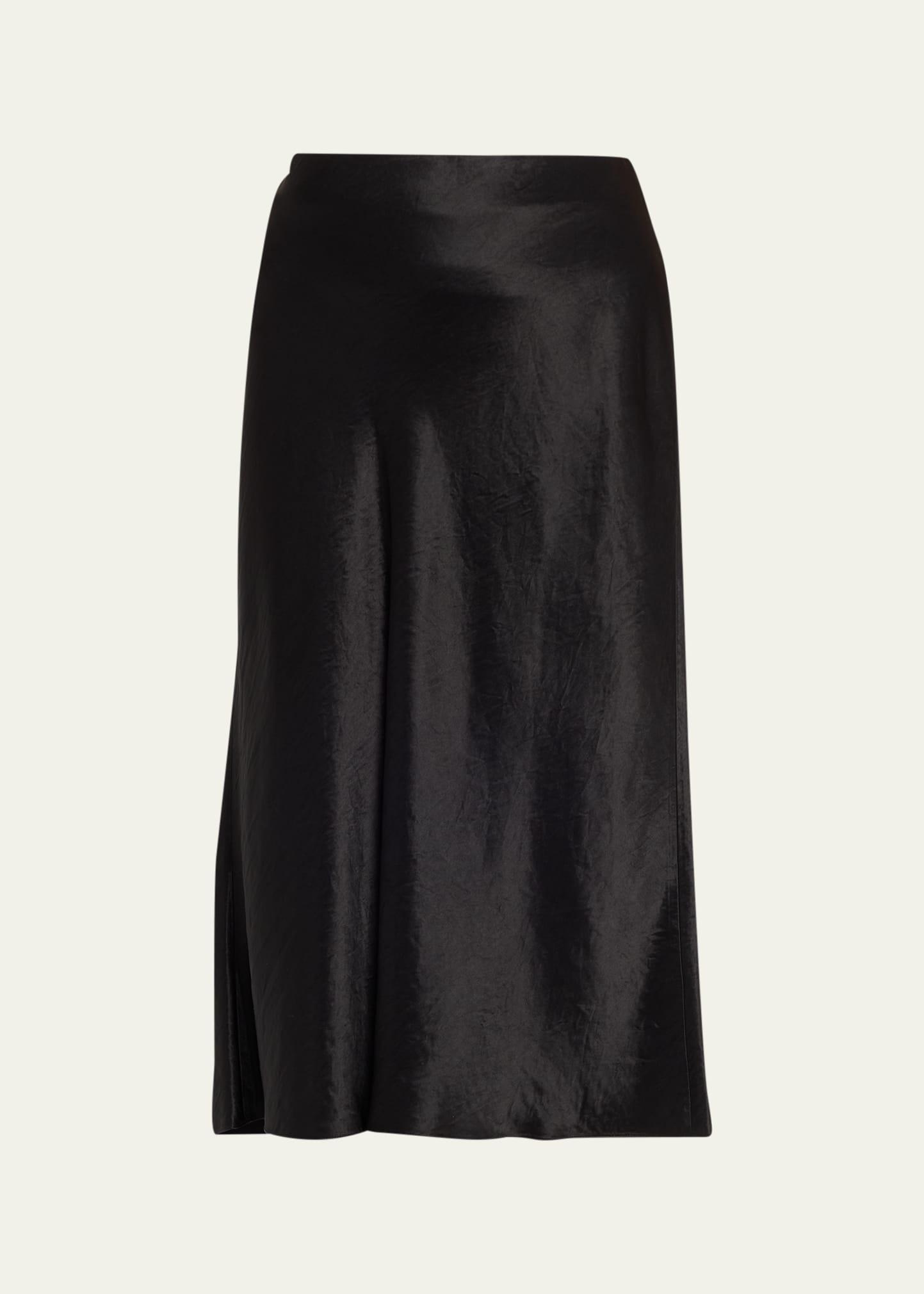 satin slip midi skirt