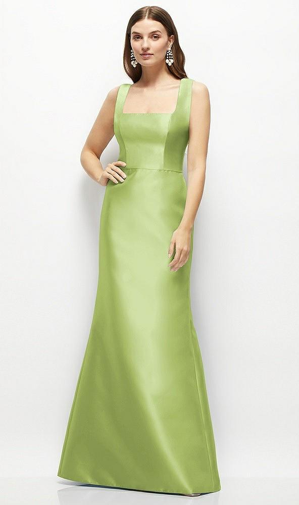 satin square neck fit and flare maxi dress