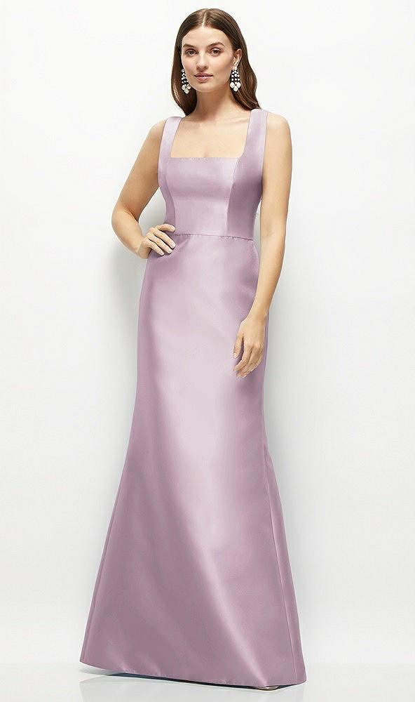 satin square neck fit and flare maxi dress