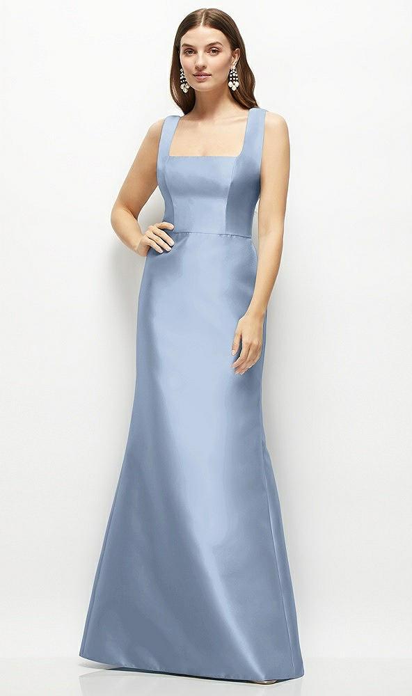 satin square neck fit and flare maxi dress