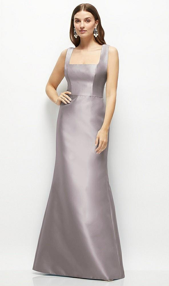 satin square neck fit and flare maxi dress