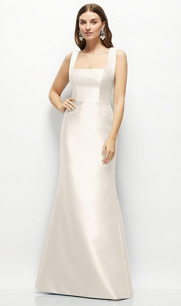 satin square neck fit and flare maxi dress