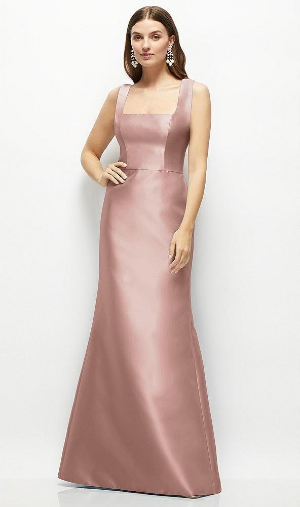 satin square neck fit and flare maxi dress