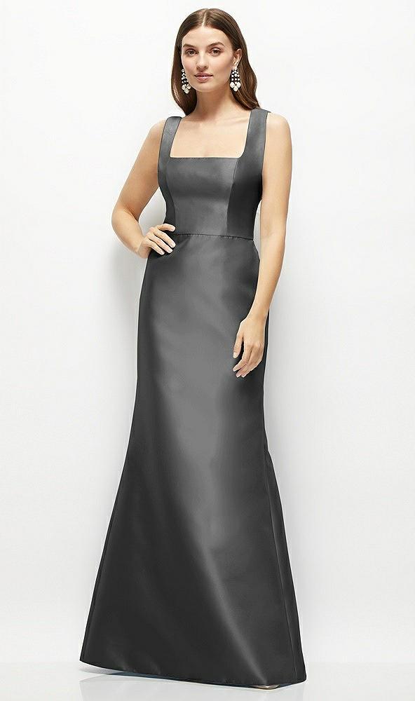 satin square neck fit and flare maxi dress