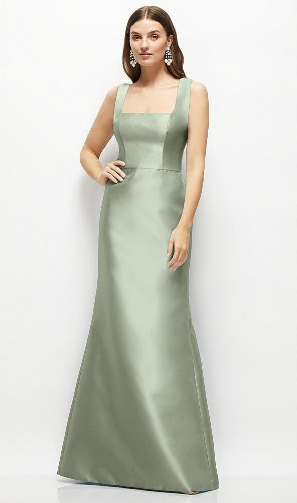 satin square neck fit and flare maxi dress