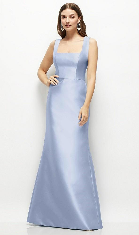satin square neck fit and flare maxi dress