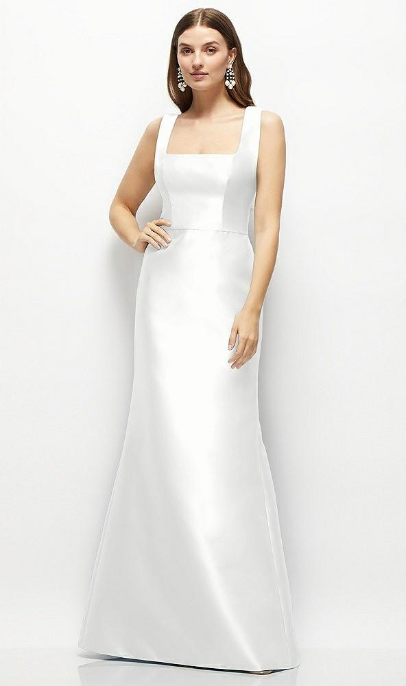 satin square neck fit and flare maxi dress