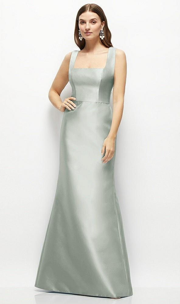 satin square neck fit and flare maxi dress