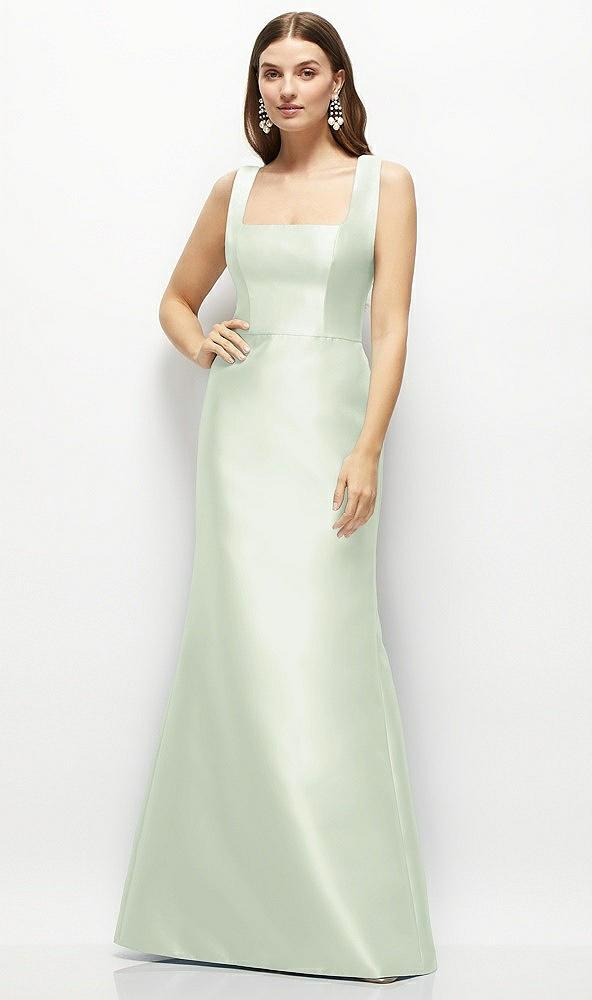satin square neck fit and flare maxi dress