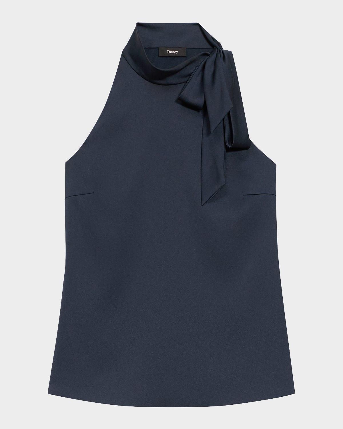 satin tie halter blouse