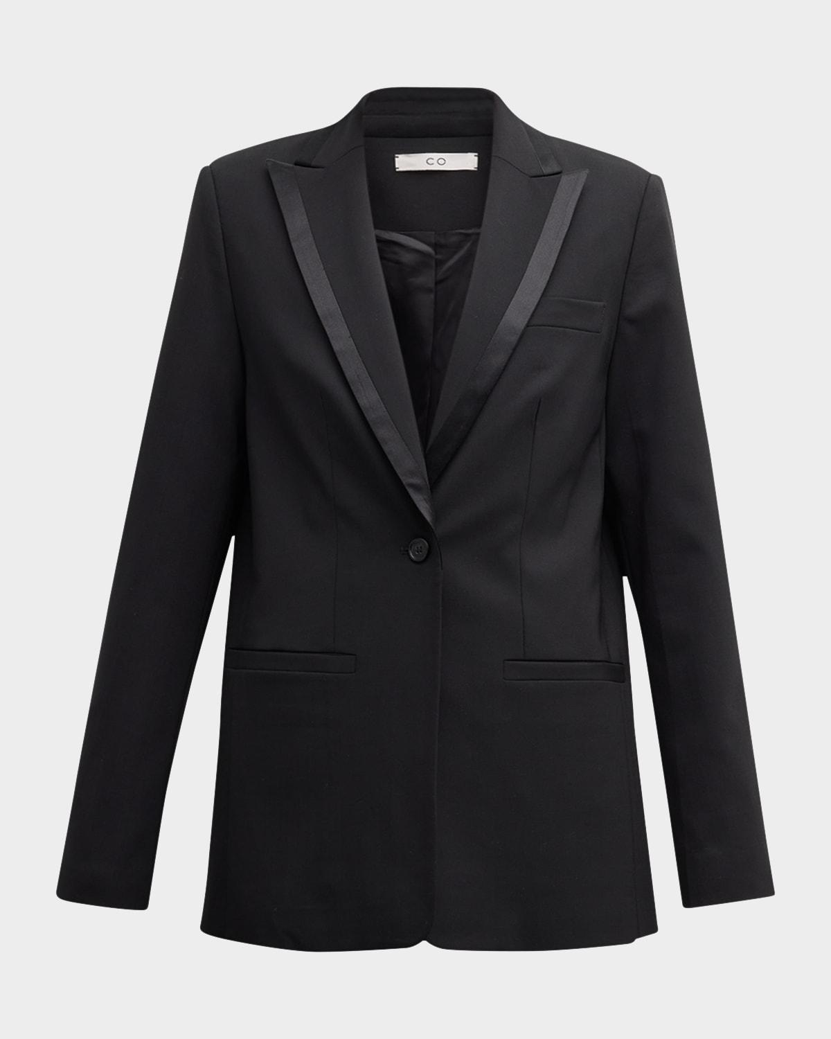 satin-trim single-breasted tuxedo jacket