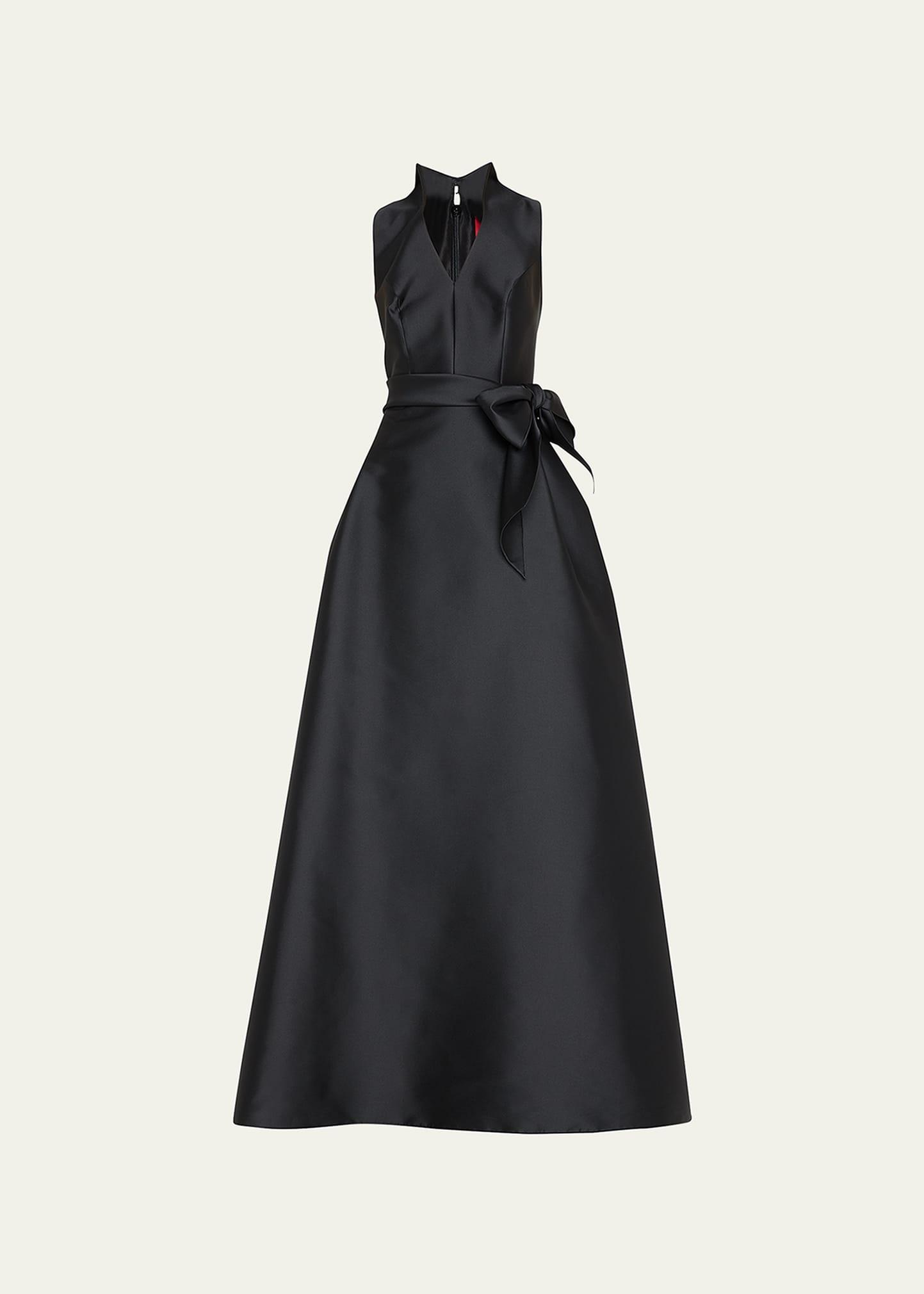 satin v-neck gown