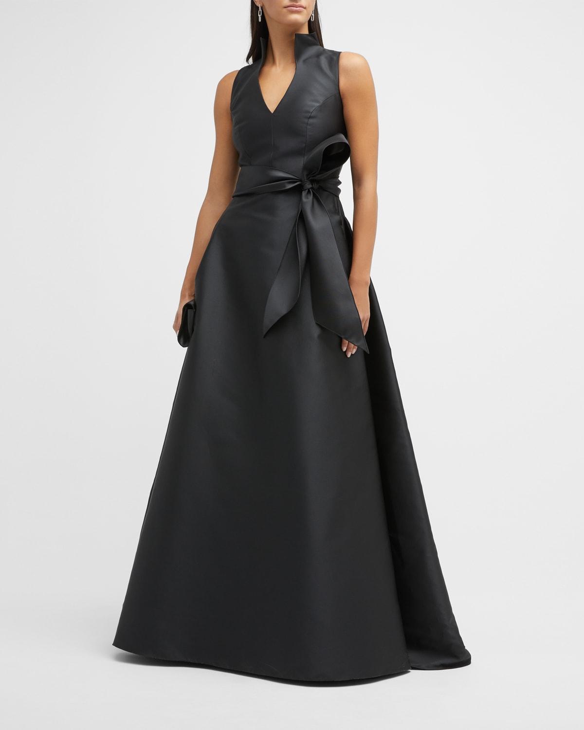 satin v-neck gown