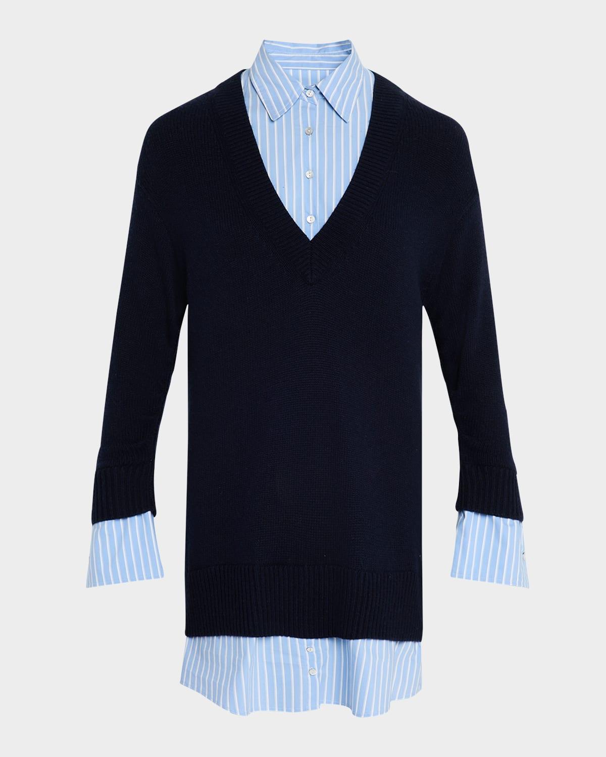satina cashmere stripe shirtdress