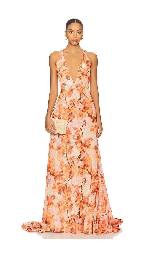 sau lee calista dress in orange.