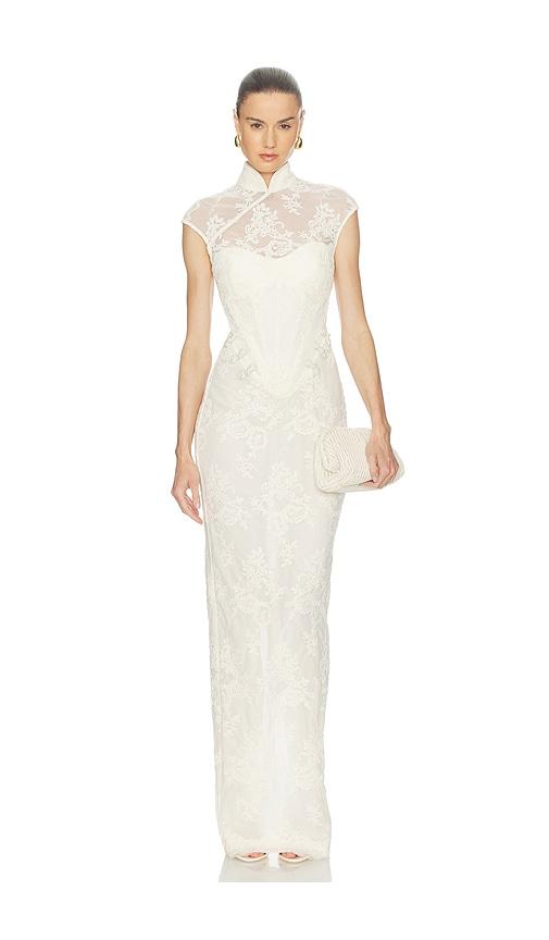 sau lee emilia lace gown in cream.