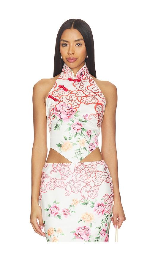 sau lee fiora top in white,pink.
