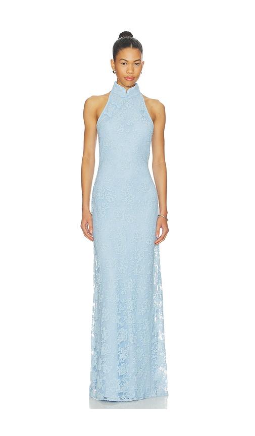 sau lee gillian lace dress in baby blue.
