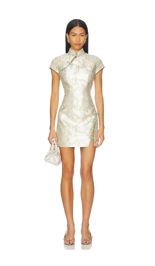 sau lee jada jacquard dress in cream.