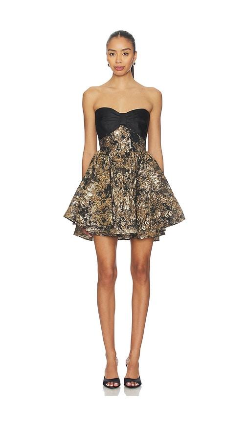 sau lee jolene mini dress in metallic gold.