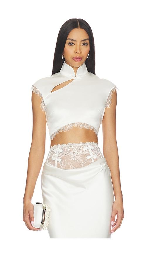 sau lee lila satin top in ivory.