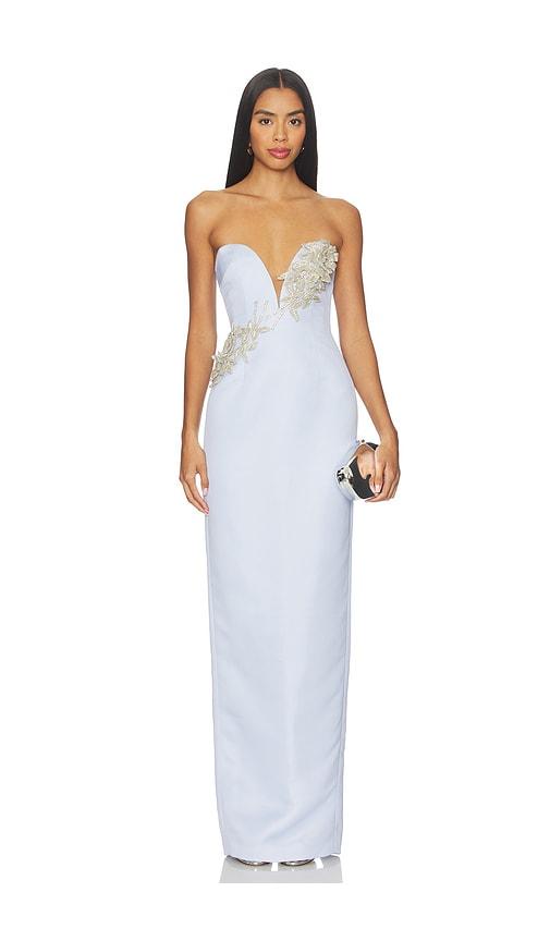 sau lee luna satin gown in blue.