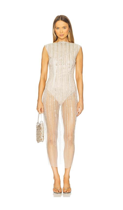 sau lee marci beaded dress in white.