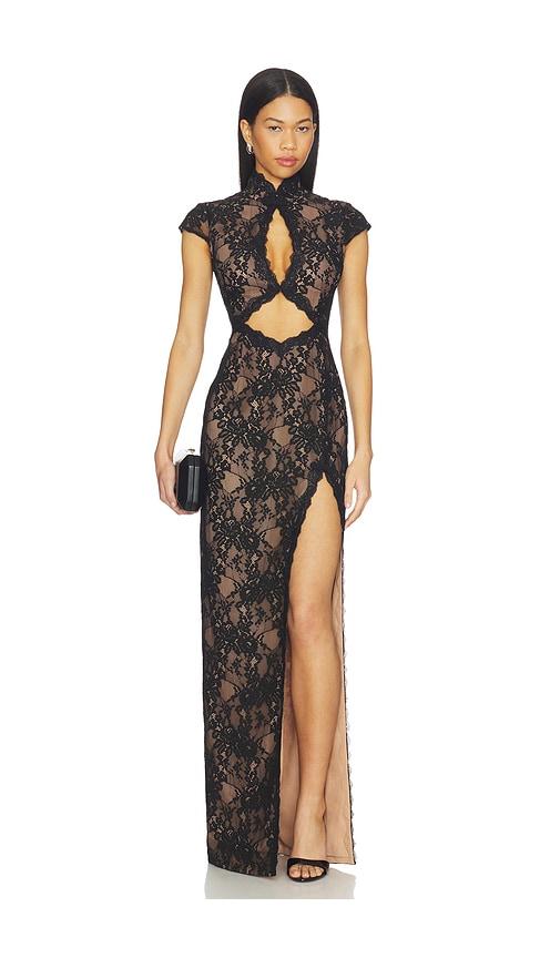 sau lee moira lace maxi dress in black.