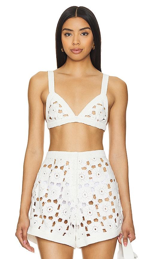 sau lee myko crochet bralette in white.