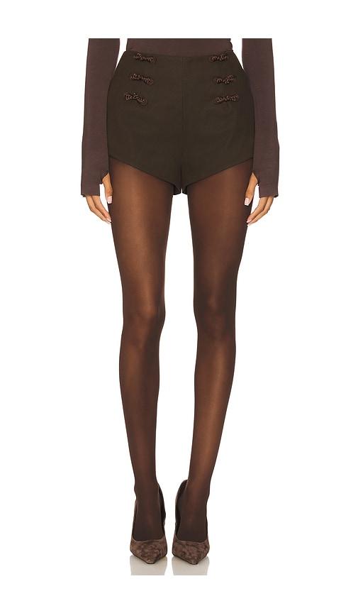 sau lee niki suede short in brown.