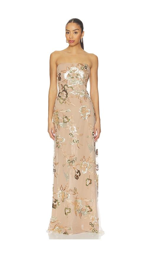 sau lee pippa maxi dress in taupe.